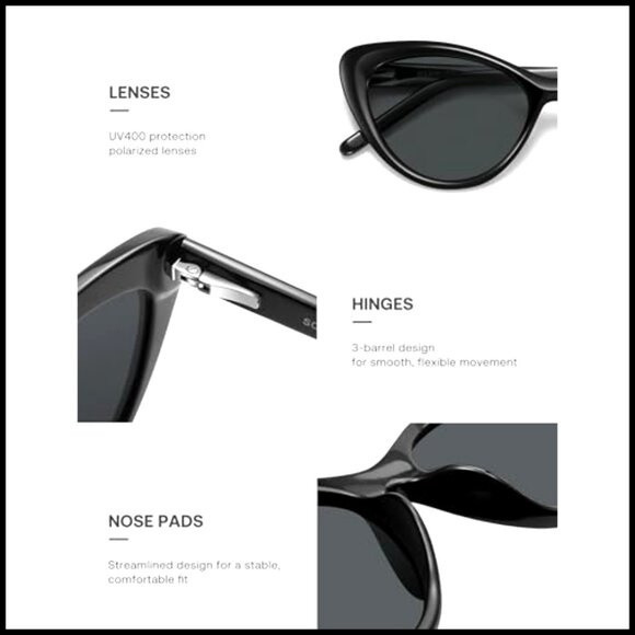 Cat Eye Sunglasses Polarized UV400 Retro Style Lightweight Acetate Frame main image 4